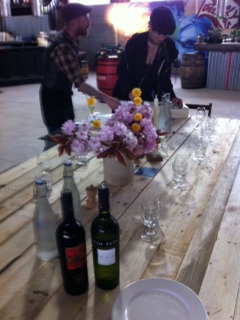 Setting up for Sherry & Tapas in Big Shed